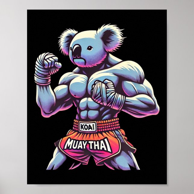 Muay Thai Koala Kickboxer Lustig  Poster (Vorne)