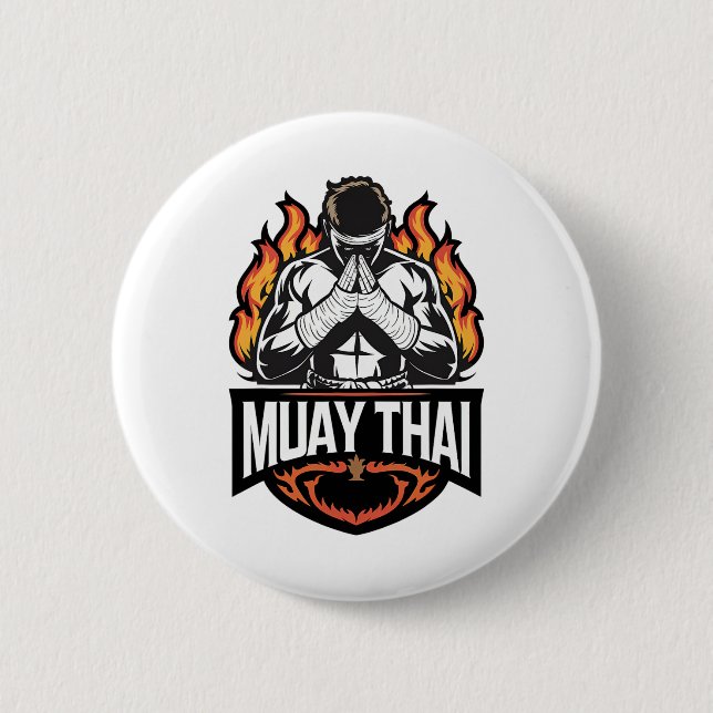 Muay Thai Logo - Thai Boxing Fighter Button (Vorderseite)