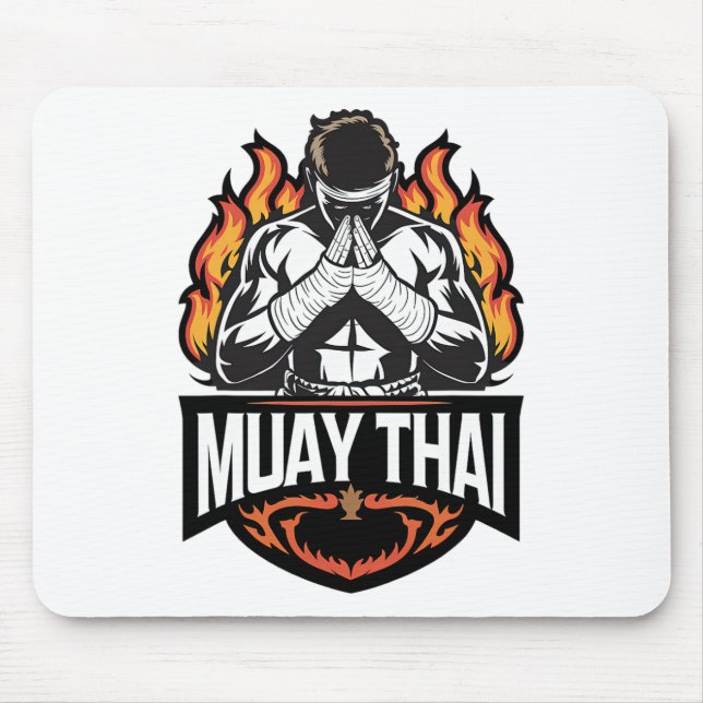 Muay Thai Logo - Thai Boxing Fighter Mousepad (Vorne)