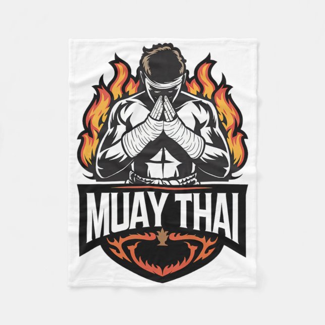 Muay Thai Logo - Thai-Boxkämpfer  Fleecedecke (Vorderseite)