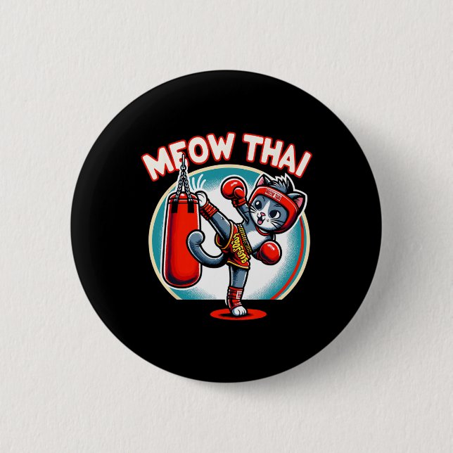 Muay Thai Martial Art Thai Boxing Kat Meow Thai Fa Button (Vorderseite)
