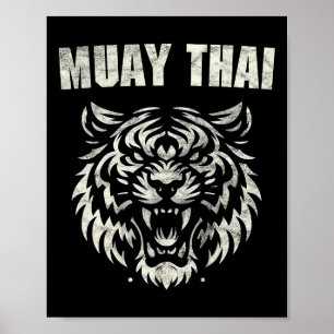 Muay Thai Mma Kampf Tattoo Tiger Brüllen Kickboxen Poster