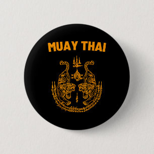 Muay Thai MMA Kampf Tattoo Zwillings-Tiger Kickbox Button