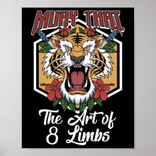 Muay Thai Mma Tiger 8 Glieder Kunst Kickboxen Poster
