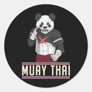 Muay Thai Panda Kickbox-Kämpfer Runder Aufkleber