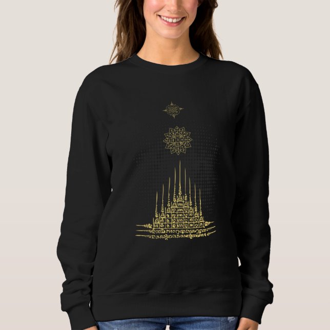 MUAY THAI Pyramid Buddha Tattoo Kickboxing Cultura Sweatshirt (Vorderseite)