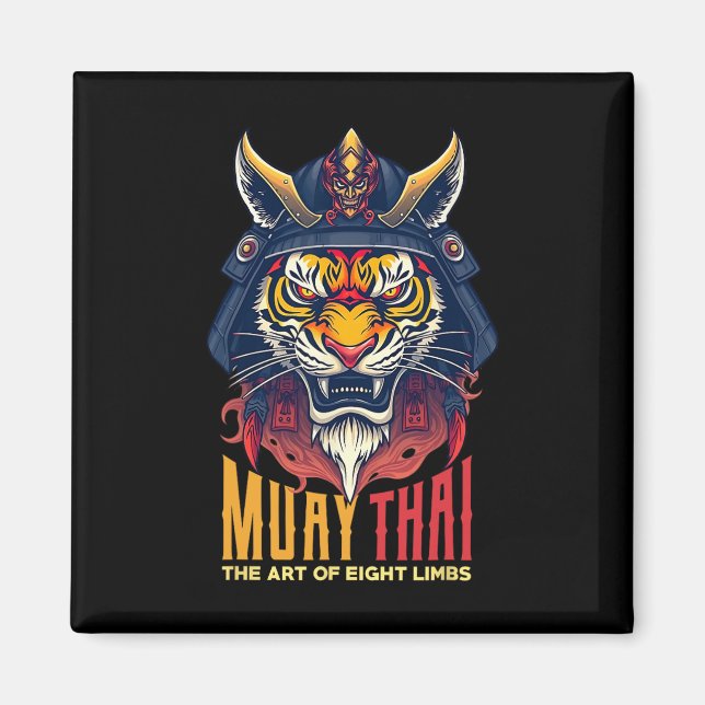 Muay Thai Samurai Tiger Thai Boxing Graphic Magnet (Vorne)