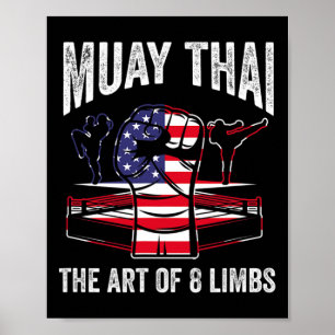 Muay Thai Tha Kunst der 8 Gliedmaßen Kämpfer Kampf Poster
