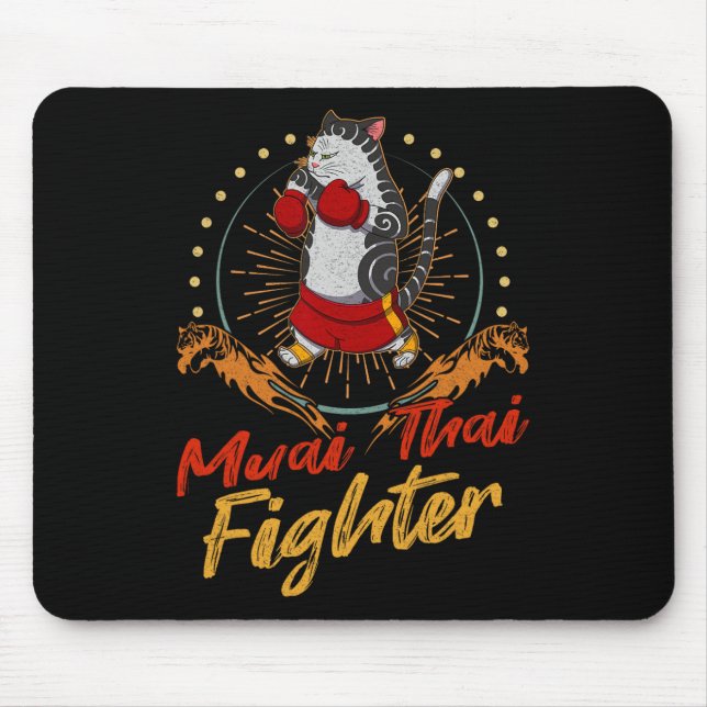 Muay Thai Thailand Faust Ring Knie Kämpfer Technik Mousepad (Vorne)