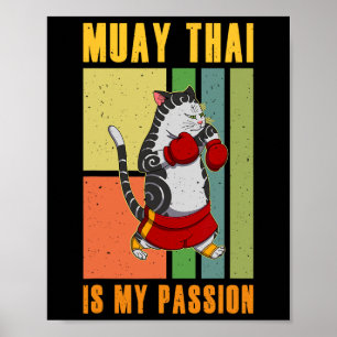 Muay Thai Thailand Faust Ring Knie Kämpfer Technik Poster