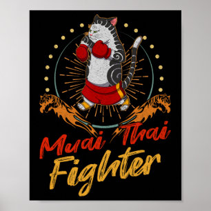 Muay Thai Thailand Faust Ring Knie Kämpfer Technik Poster
