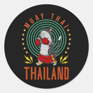 Muay Thai Thailand Faust Ring Knie Kämpfer Technik Runder Aufkleber