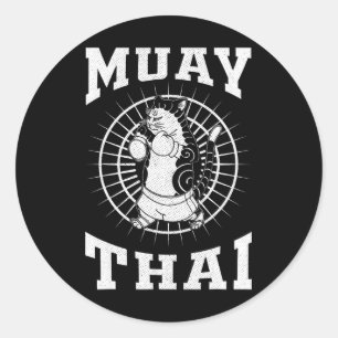Muay Thai Thailand Faust Ring Knie Kämpfer Technik Runder Aufkleber