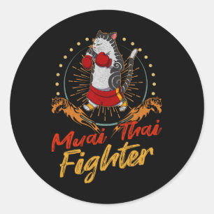 Muay Thai Thailand Faust Ring Knie Kämpfer Technik Runder Aufkleber