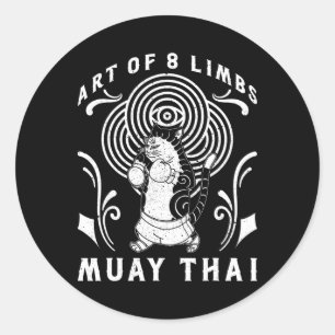 Muay Thai Thailand Faust Ring Knie Kämpfer Technik Runder Aufkleber