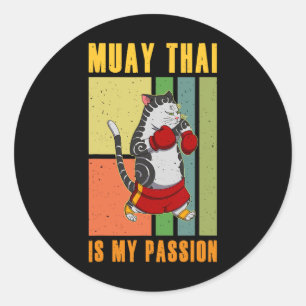 Muay Thai Thailand Faust Ring Knie Kämpfer Technik Runder Aufkleber