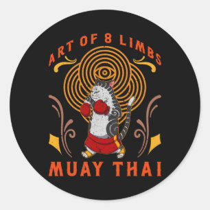 Muay Thai Thailand Fäuste Ring Knie Kämpfer Techni Runder Aufkleber