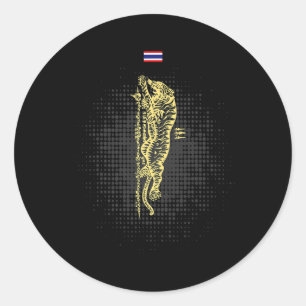 Muay Thai Tiger - Buddha-Tattoo Kickboxen Kultur Runder Aufkleber