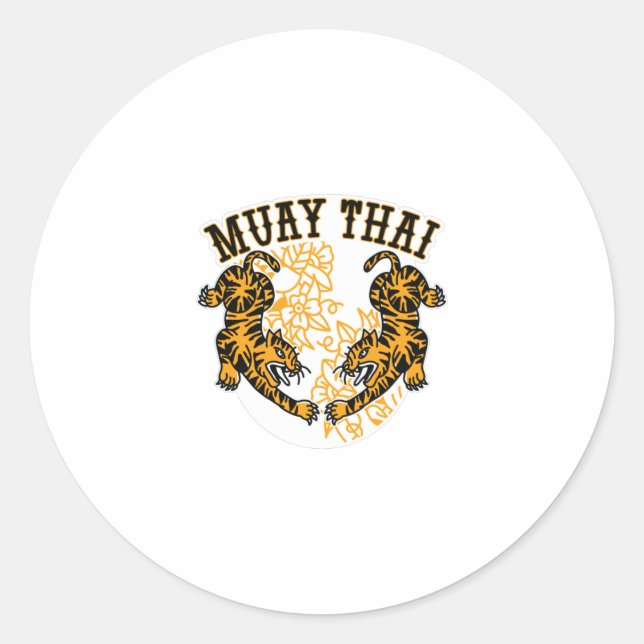 Muay Thai Tigers Runder Aufkleber (Vorderseite)