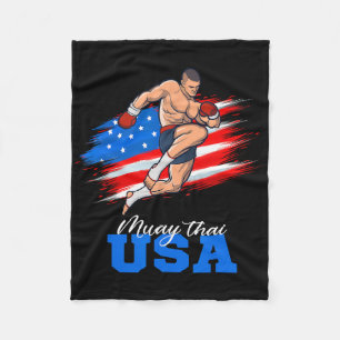 Muay Thai Usa Unterstützerteam Amerikanische Flagg Fleecedecke