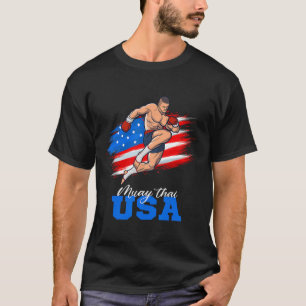 Muay Thai Usa Unterstützerteam Amerikanische Flagg T-Shirt