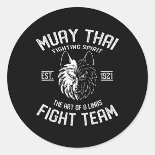 Muay Thai Wolf Fight Team - Nak Muay, Kickboxen G Runder Aufkleber