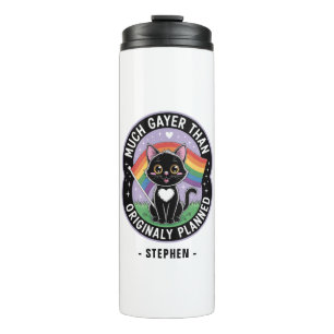 Much Gayer - Funny Niedlich Black Cat LGBTQ Prix Thermosbecher