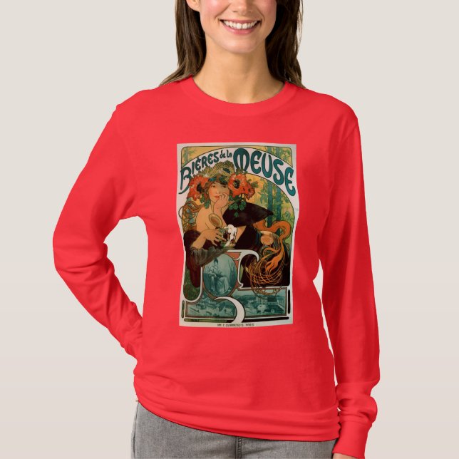 Mucha Art Nouveau: Bieres de la Meuse T-Shirt (Vorderseite)
