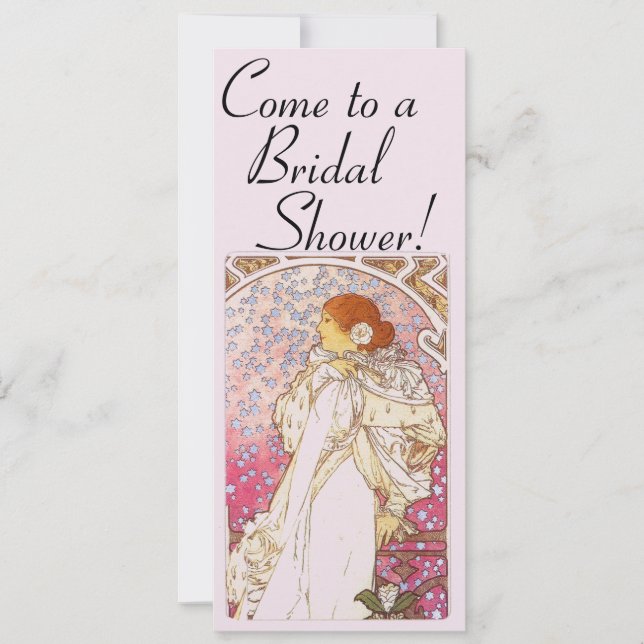Mucha Art Nouveau Bridal Dusche Einladung (Vorderseite)