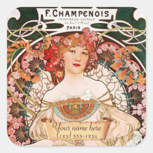 Mucha Art Nouveau Buchzeichen Stickers