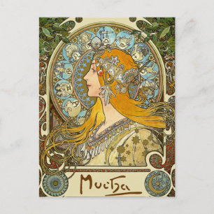 Mucha Art Nouveau Carte Postale - Zodiac - La Plum