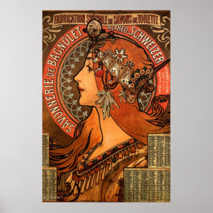 Mucha Art Nouveau Damen Seifenplakat Poster