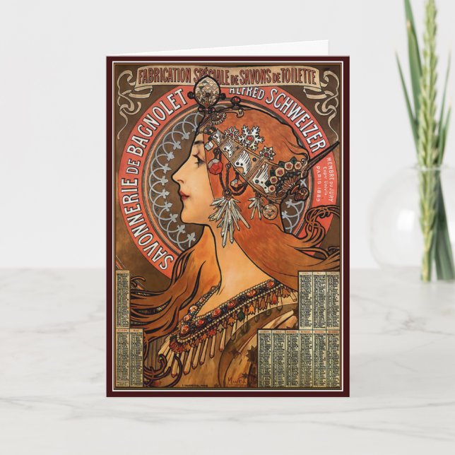 Mucha - Art Nouveau Feiertagskarte (Vorderseite)