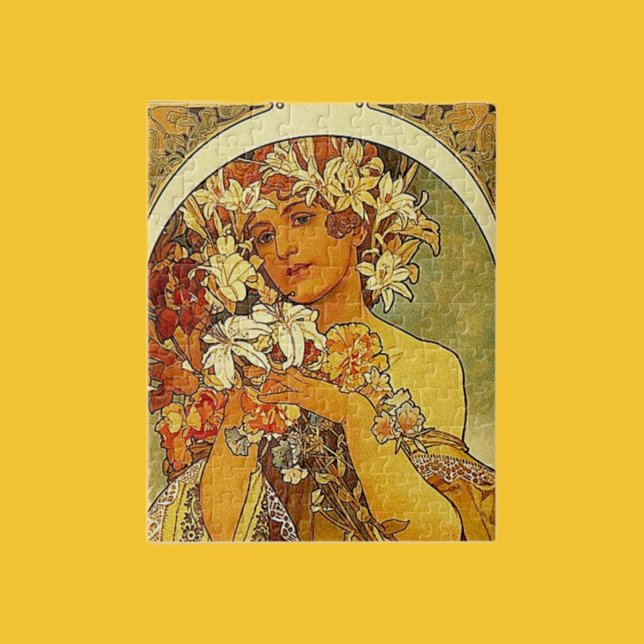 Mucha Art Nouveau Frau mit Lilien (Von Creator hochgeladen)