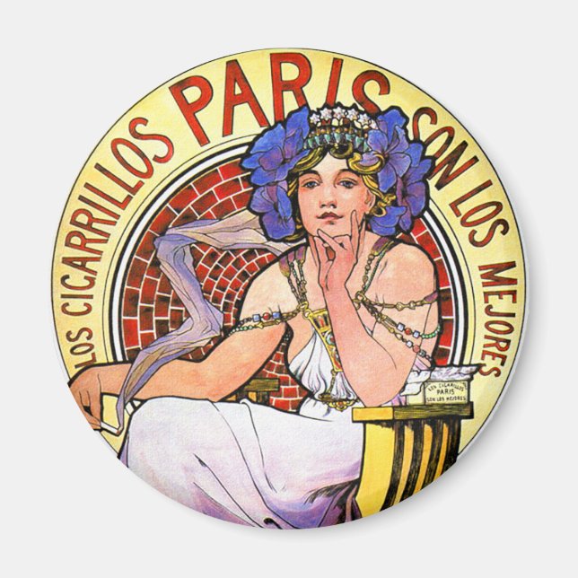 Mucha Art Nouveau Illustration Magnet (Vorne)