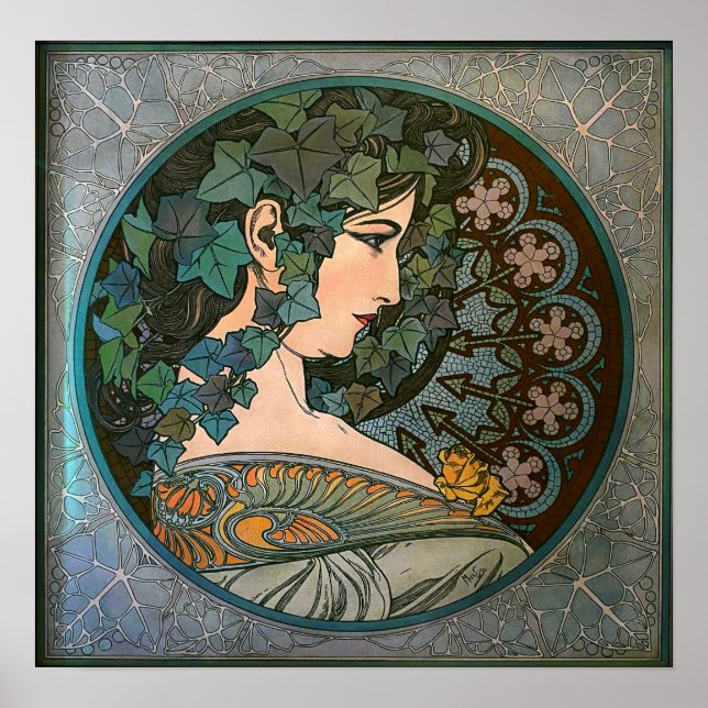 Mucha - Art Nouveau Ivy Poster (Vorne)