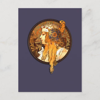 Mucha Art Nouveau Porträt Postkarte