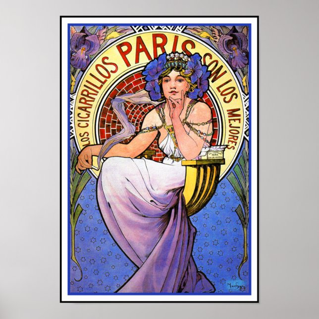 Mucha Art Nouveau Poster: Los Cigarrillos Paris Poster (Vorne)