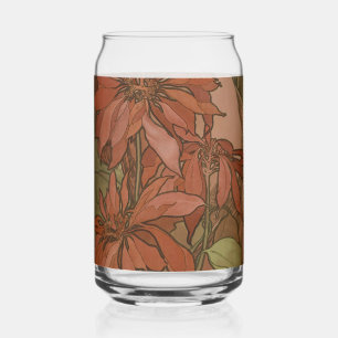 Mucha Art Nouveau Rote Poinsettie Blumendekor Dosenglas