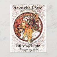 Mucha Art Nouveau Save the Date Postkarte