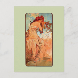 Mucha Art Nouveau Sommer-Postkarte Postkarte