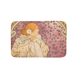 Mucha Art Nouveau Woman Beauty Badematte