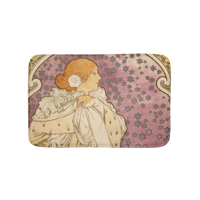 Mucha Art Nouveau Woman Beauty Badematte (Vorderseite)