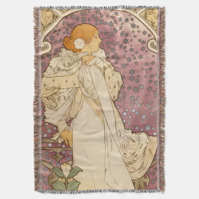 Mucha Art Nouveau Woman Beauty Decke (Vorderseite Vertikal)