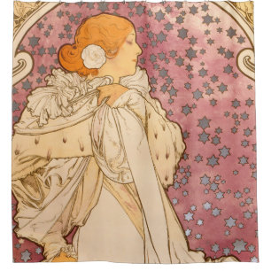 Mucha Art Nouveau Woman Beauty Duschvorhang