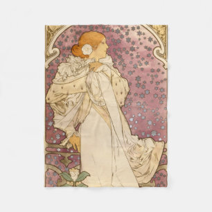 Mucha Art Nouveau Woman Beauty Fleecedecke