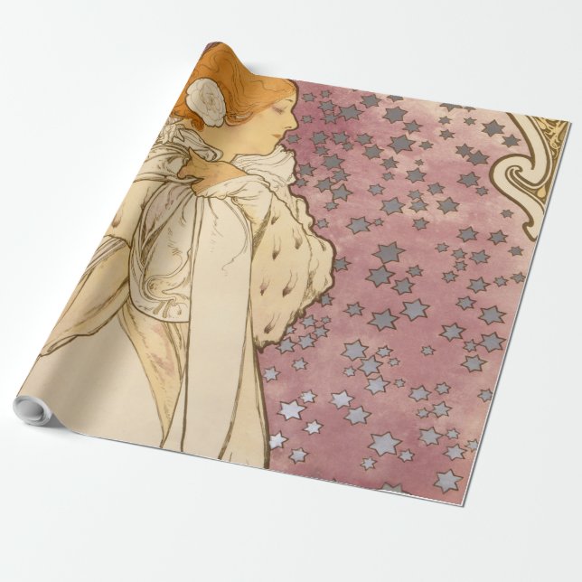 Mucha Art Nouveau Woman Beauty Geschenkpapier (Ungerollt)