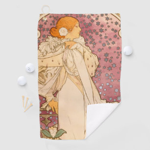 Mucha Art Nouveau Woman Beauty Golfhandtuch