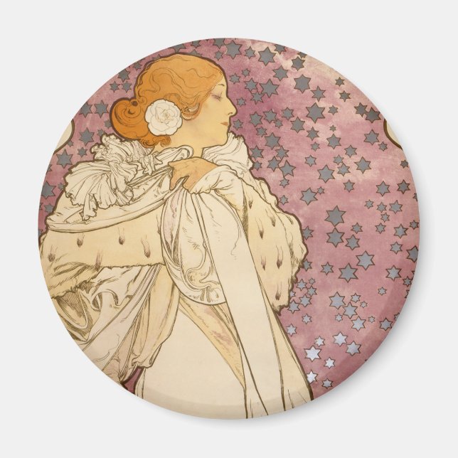 Mucha Art Nouveau Woman Beauty Magnet (Vorne)