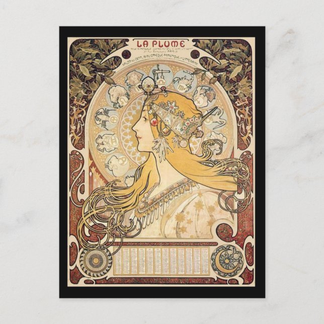 Mucha Art Nouveau Woman Postkarte (Vorderseite)